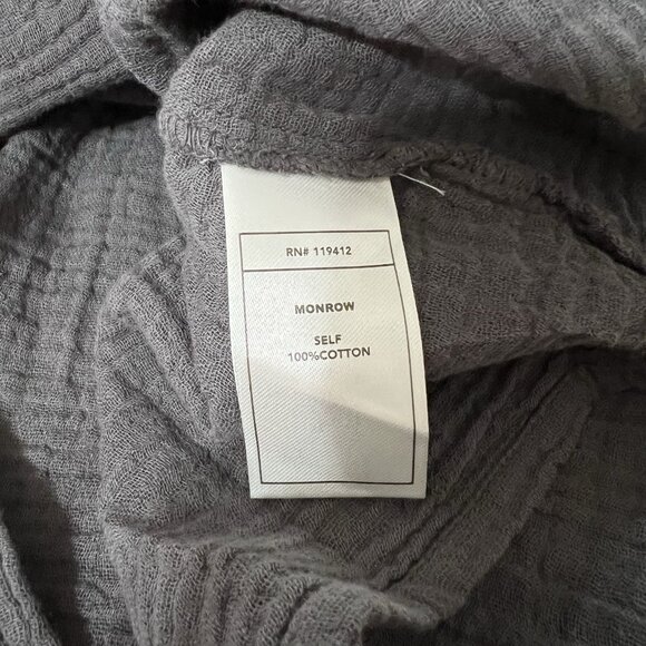 MONROW Ruffle Tank Top Sizes Small Medium Puckered Crinkle Gauze Charcoal HT1041 - Picture 7 of 9